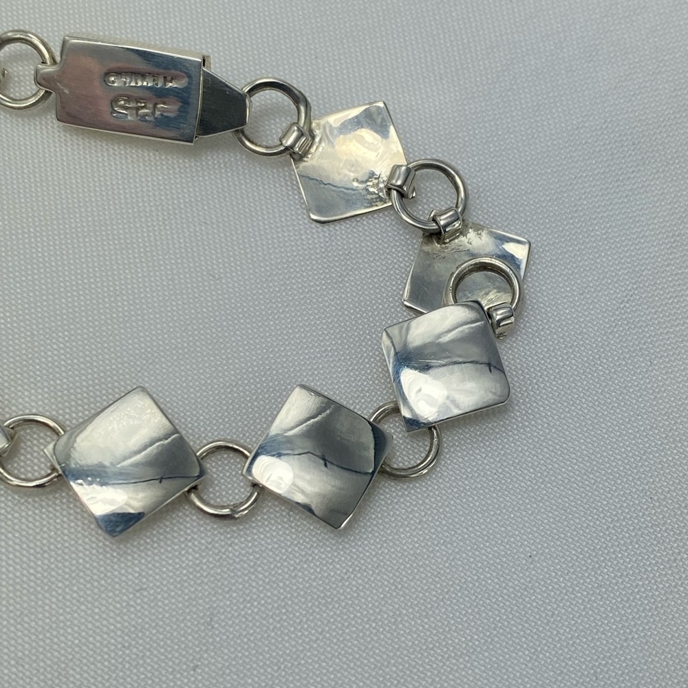NWOT 925 Silver Diamond Shape Bracelet 7” - Picture 4 of 4